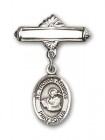 Pin Badge with St. Thomas Aquinas Charm and Polished Engravable Badge Pin