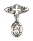 Pin Badge with St. Sharbel Charm and Badge Pin with Cross
