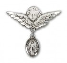 Baby Pin with Miraculous Charm and Angel with Larger Wings Badge Pin