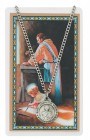 Round St. Joseph The Worker Medal and Prayer Card