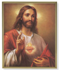 Sacred Heart of Jesus by La Fuente Gold Frame Plaque - 2 Sizes