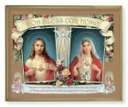 Sacred Hearts House Blessing Gold Frame Plaque - 2 Sizes