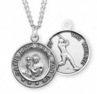 Saint Rita Sterling Silver Baseball Medal Boys