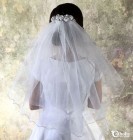 Satin Flowers Glass Bead First Communion Hair Clip