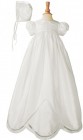Silk Dupioni Christening Gown with Hand Embroidery