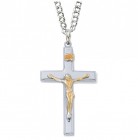 Men's Slim Two-Tone Raised Crucifix 1.5