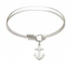 Smooth Bangle Bracelet with a Anchor Charm