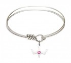 Smooth Bangle Bracelet with Birthstone Holy Spirit Charm