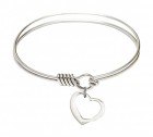 Smooth Bangle Bracelet with a Contemporary Open Heart Charm