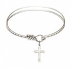 Smooth Bangle Bracelet with a Cross Charm Charm