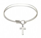 Smooth Bangle Bracelet with a Cross Charm