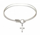 Smooth Bangle Bracelet with a Cross Charm