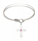 Smooth Bangle Bracelet with a Cross Charm