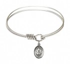 Smooth Bangle Bracelet with a Cross Dove Confirmation Charm