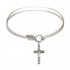 Smooth Bangle Bracelet with a Crucifix Charm