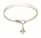 Smooth Bangle Bracelet with a Fleur de Lis Charm