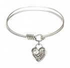 Smooth Bangle Bracelet with a Graduation Heart Charm