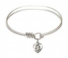 Smooth Bangle Bracelet with a Guardian Angel Charm