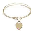 Smooth Bangle Bracelet with a Heart Charm