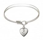 Smooth Bangle Bracelet with a Heart Confirmation Charm