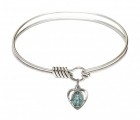 Smooth Bangle Bracelet with a Miraculous Heart Charm