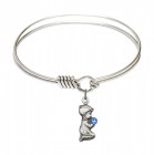 Smooth Bangle Bracelet with a Praying Boy Charm