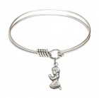 Smooth Bangle Bracelet with a Praying Girl Charm