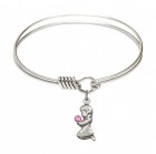 Smooth Bangle Bracelet with a Praying Girl Charm