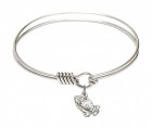 Smooth Bangle Bracelet with a Praying Hands Charm