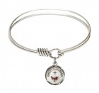 Smooth Bangle Bracelet with a Red Dove Charm