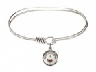 Smooth Bangle Bracelet with a Red Dove Charm