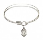 Smooth Bangle Bracelet with a Saint Agnes of Rome Charm