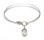 Smooth Bangle Bracelet with a Saint Benjamin Charm