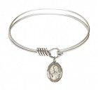 Smooth Bangle Bracelet with a Saint Finnian of Clonard Charm