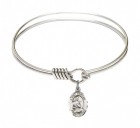 Smooth Bangle Bracelet with a Saint Gerard Majella Charm