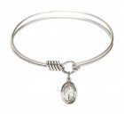 Smooth Bangle Bracelet with a Saint Hildegard von Bingen Charm