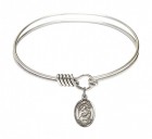 Smooth Bangle Bracelet with a Saint Jason Charm