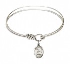 Smooth Bangle Bracelet with a Saint Joshua Charm