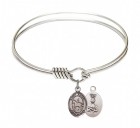 Smooth Bangle Bracelet with a Saint Kateri Equestrian Charm