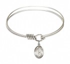 Smooth Bangle Bracelet with a Saint Margaret Mary Alacoque Charm