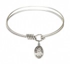Smooth Bangle Bracelet with a Saint Maria Faustina Charm