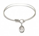 Smooth Bangle Bracelet with a Saint Zachary Charm