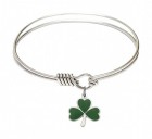 Smooth Bangle Bracelet with a Shamrock Charm