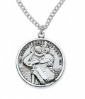 Men's Round St. Christopher Medal Sterling Silver