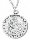 St. Christopher Round Medal Sterling Silver