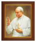 St. Pope John Paul II 8x10 Textured Artboard Dark Walnut Frame