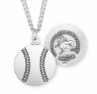St. Sebastian Baseball Medal Sterling Silver