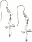 Sterling Silver Cross French Wire Earrings