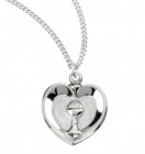 White Enamel Heart with Gold Chalice Necklace