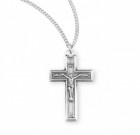 Women's Beveled Edge Ribbon Edge Crucifix Necklace